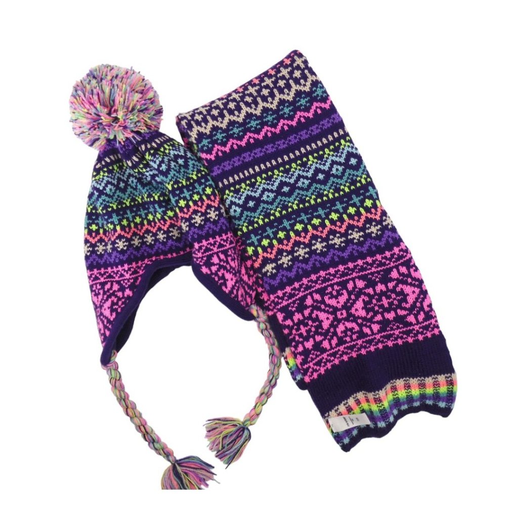 Joe Boxer Colorful Girls Scarf And Hat Set Pre-owned